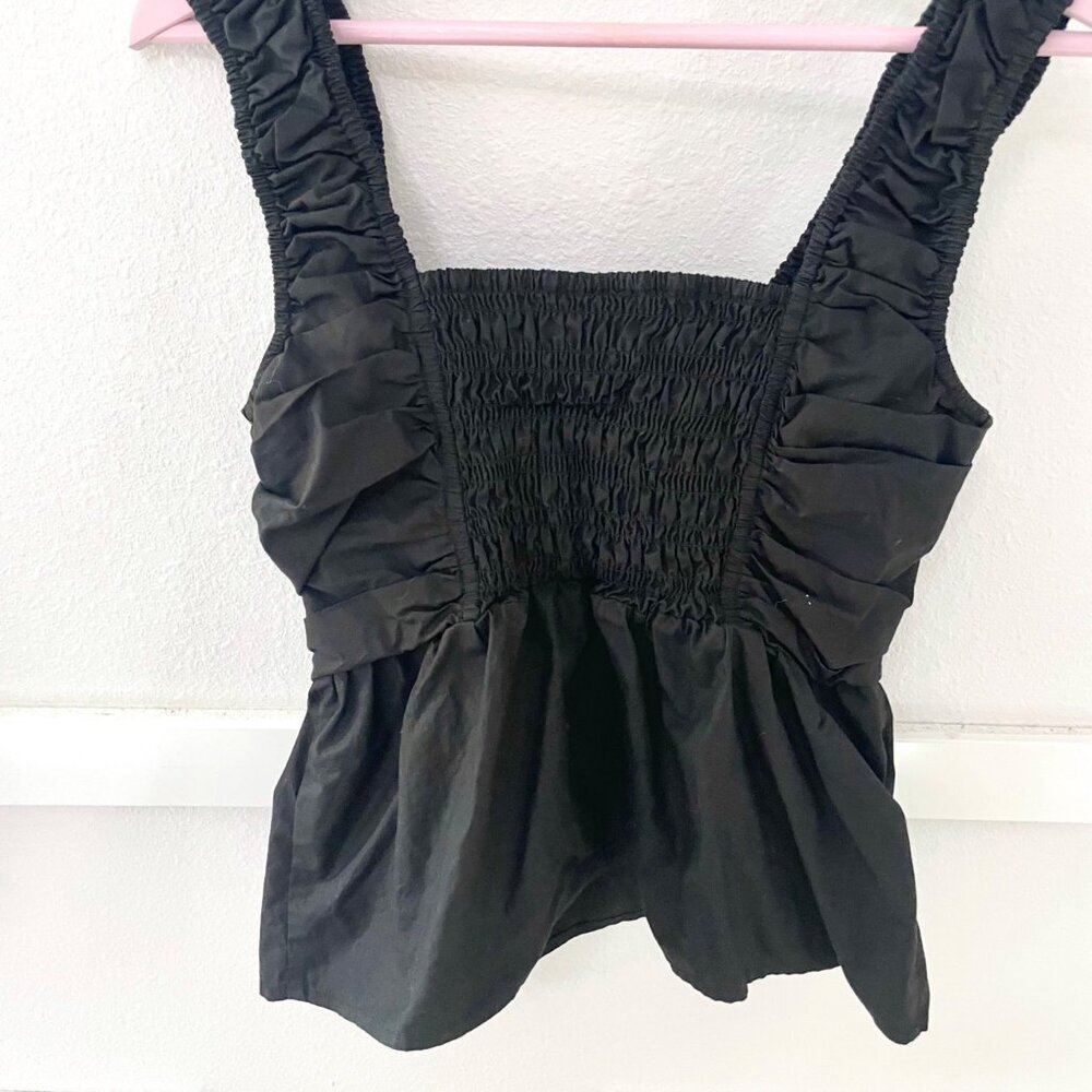 GANNI Gathered Detailing Peplum Blouse Size 38/ US 6 Black - Picture 7 of 8